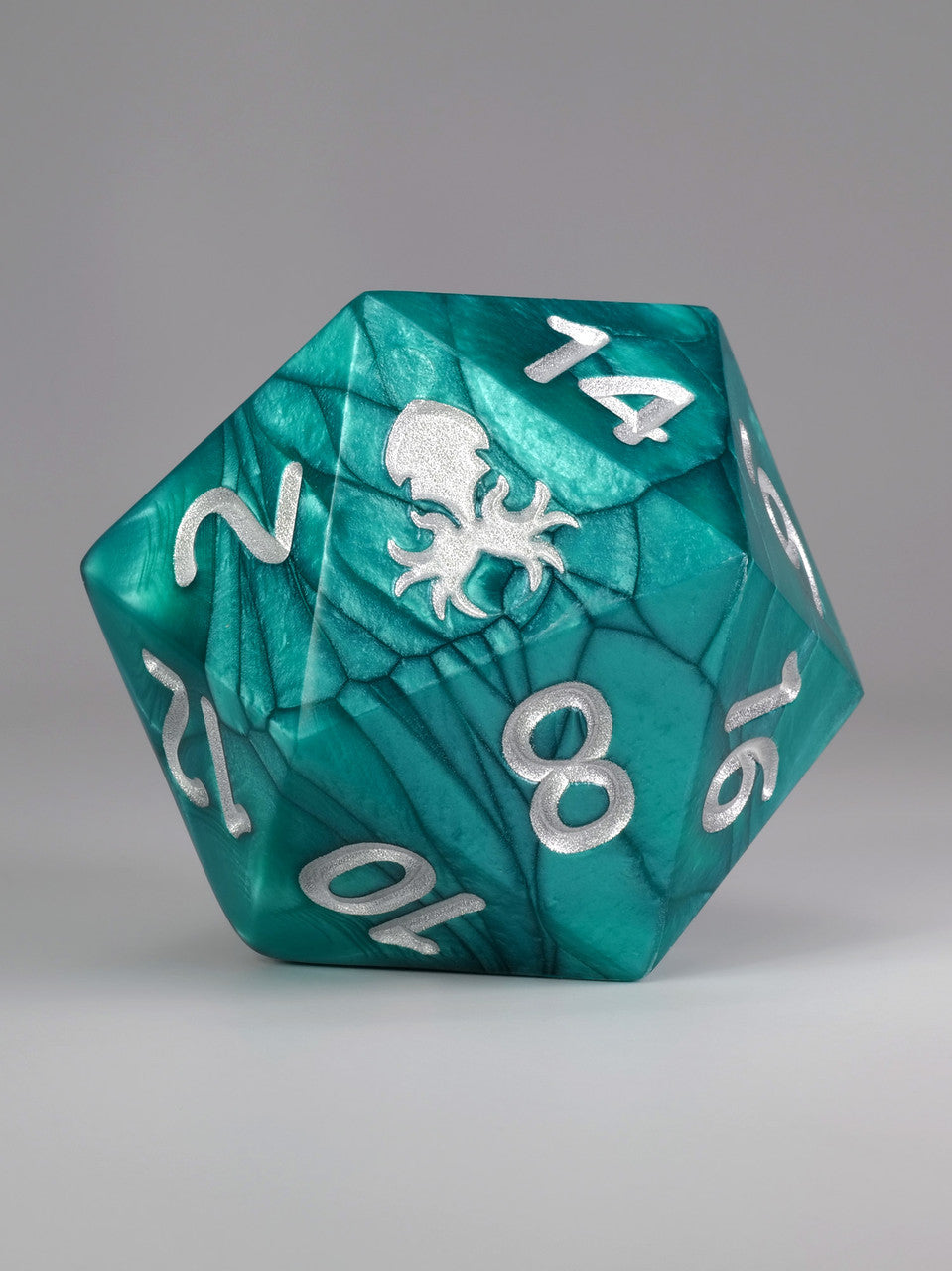 Teal with Silver Ink Hand Polished Sharp Edge 55mm D20